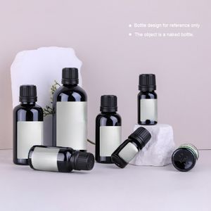 Factory 5ml-100ml Round Amber Packing Skincare Packaging Glass Container Black Lightproof Essential Oil Bottle