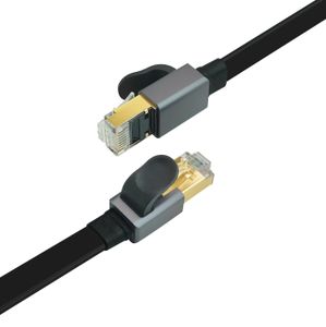 CAT8 Ethernet Cable 40Gbps 2000MHz Faster Than CAT7/CAT6/CAT5e Flat SFTP Internet Network CAT8 LAN Cord with Gold Plated RJ45