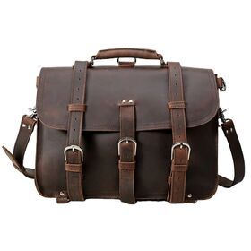 Vintage Men Cowhide Genuine Leather Retro Crazy Horse Leather Briefcase Messenger Travel Backpack Saddle back