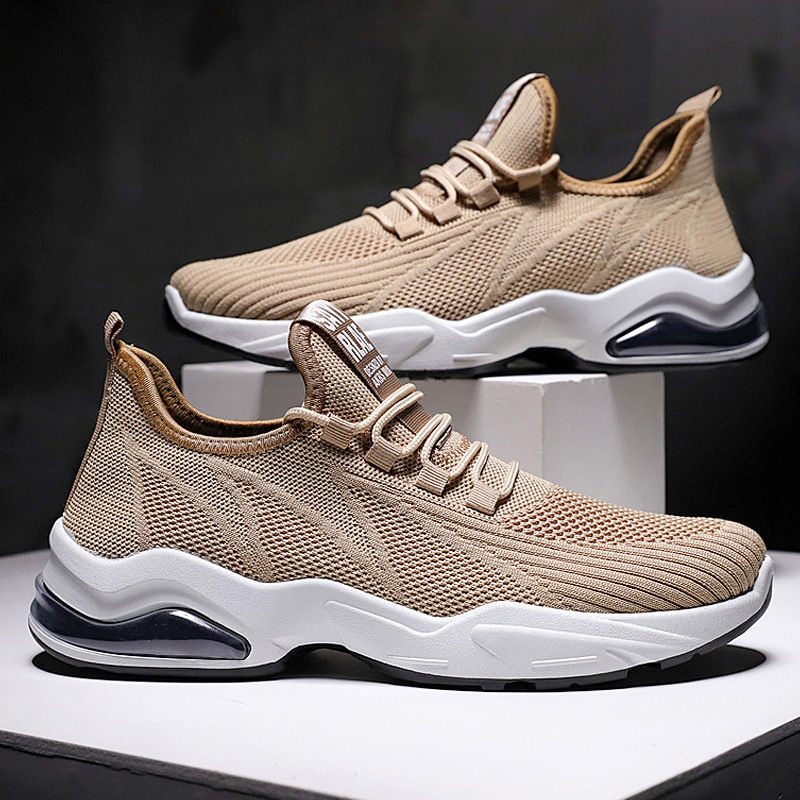 Factory Direct Sale Summer Breathable Fly Knit Running Sport Shoes Men's Fitness Walking Style Casual Sneaker