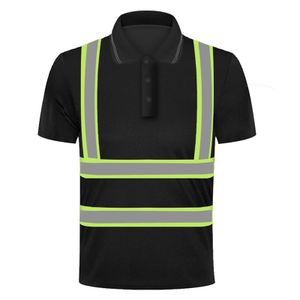 Wholesale Short Sleeve Hi Vis Safety T-Shirt Quick Dry Reflective Polo Shirts for Construction Customized with Logo OEM Workwear