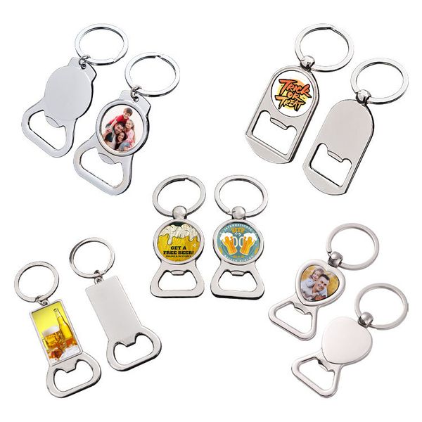Bulk Wholesale Cheap Multi Blank Metal Custom Logo Keyring Key Ring Chain Sublimation Wine Beer Bottle Opener Keychain