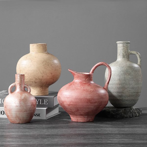 2024 New Creative Flower Arrangement Ceramic Vase Bottle Shaped Unique Personalized Color Wedding Flower Vases Decoration