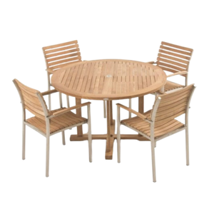 Manufacturing In Indonesia Teak Garden Set Dining 4 Chair For Outdoor Furniture Combine Aluminium Stainless For SALE