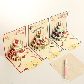 China Manufacturer Wholesale Custom 3D Pop Up Birthday Festival Paper Gift Greeting Cards PrintingPopular