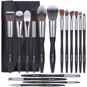 Professional Private Label Makeup Brushes 16 Piece Wooden Handle Black Synthetic Custom Makeup Brush Set Wholesale
