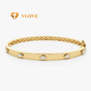 VLOVE Fashion Custom Jewelry Diamond Bracelets Jewelry 14k Bezel Setting Marquise Shaped Diamond Bangle