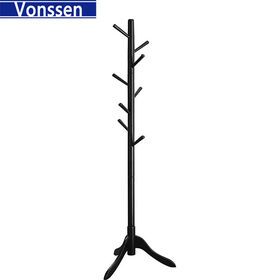 Wooden Tree Coat Rack Stand 3 Adjustable Sizes 8 Hooks Corner Freestanding Hall Tree Coat Hanger for Jacket Hat Clothes