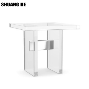 Modern Minimalism Stainless Steel Tea Table Living Room Sofas Bedroom Furniture Bedside Table Clear Square Acrylic Table