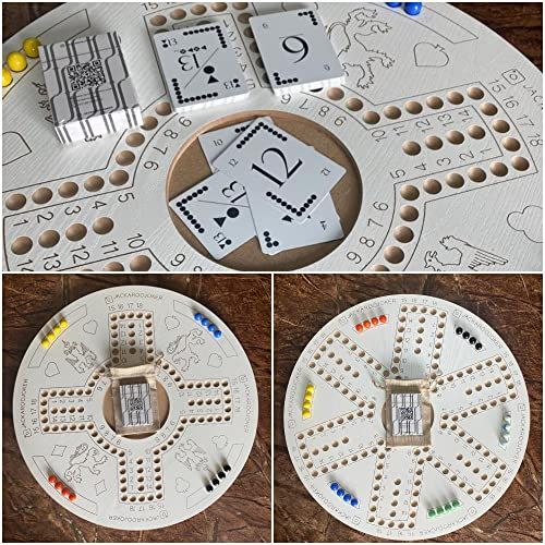 Jackaroo 6 or 4 Players Balls and Cards Foldable Open in The Middle Jackaroo Game Set Classic wooden Board Game