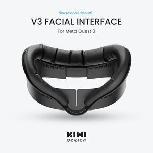 KIWI design V3 Upgrade NEW VR Facial Interface with Waterproof Comfortable Soft PU Material for Quest 3 VR Headset Face Cover