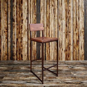 Modern Wood and Metal BAR Stool with Back Commercial Grade EPE+ Foam Corner Hard Carton Wholesale Dining Chairs