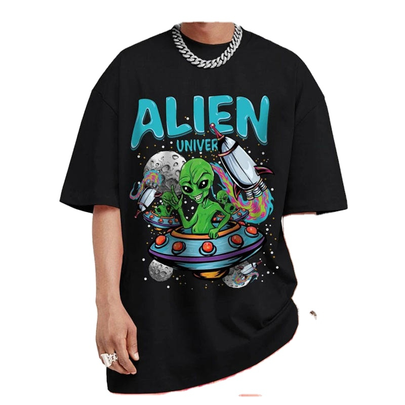 MAGES INTERNATIONAL Hip Hop Rap Breathable Short Sleeve T-Shirt Solid Pattern Design Anime Printed O-Neck High Street Style 280 Grams Jersey Fabric