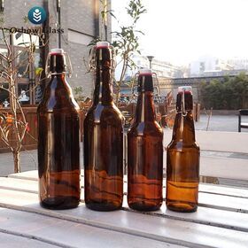 OSHOW Wholesale Home Brewing Amber Kombucha Beer Glass Bottles with Airtight Easy Wire Swing Top CapsPopular