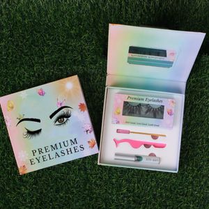 Wholesale Natural Fluffy 3D Faux Mink Lash Vendor Glue Tweezers Brush Makeup Kit Fake Full Strip Eyelashes Sets