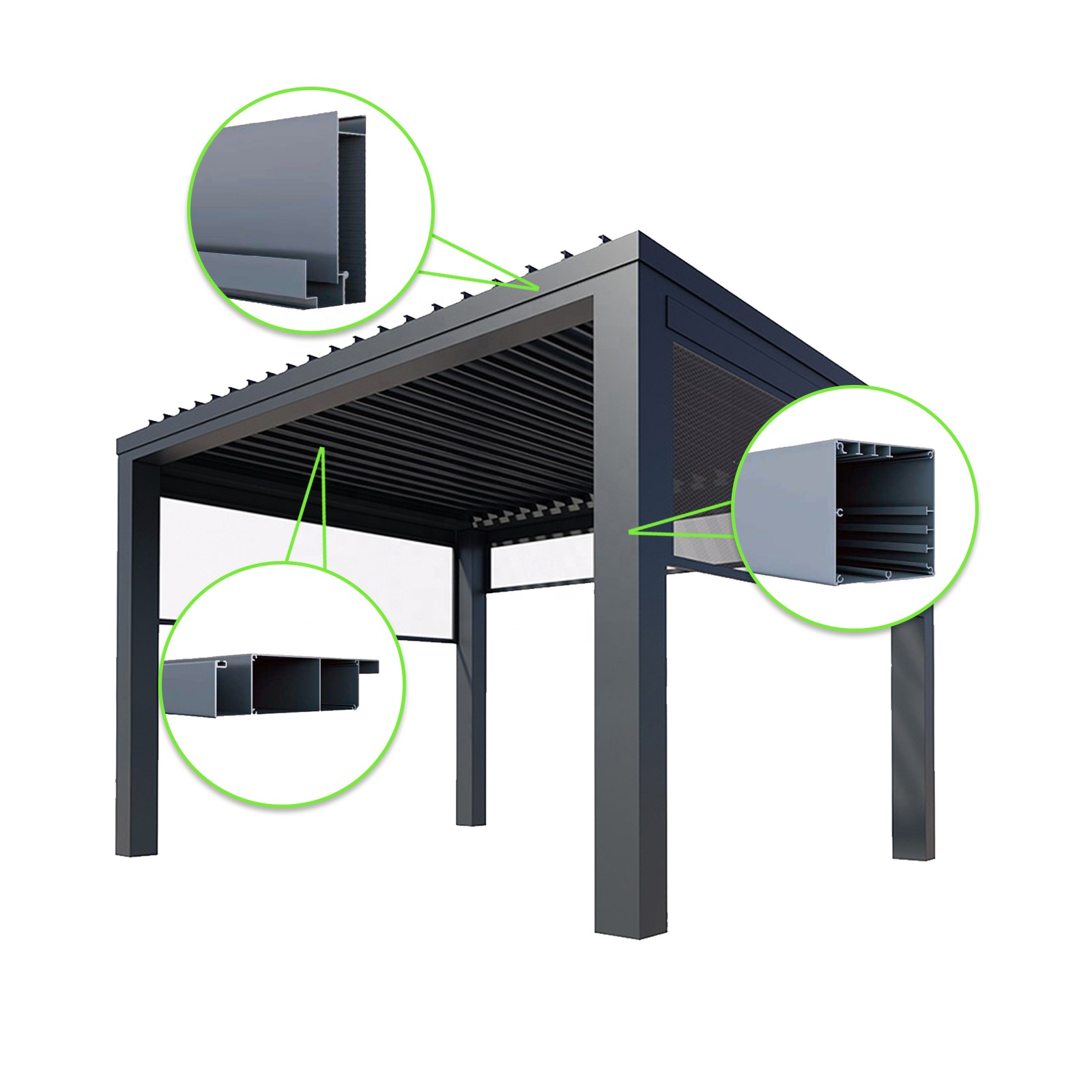 Customized powder coating Aluminum Alloy Profile Metal Aluminum Pergola stand column Raw materials for Aluminum Pergola Factory