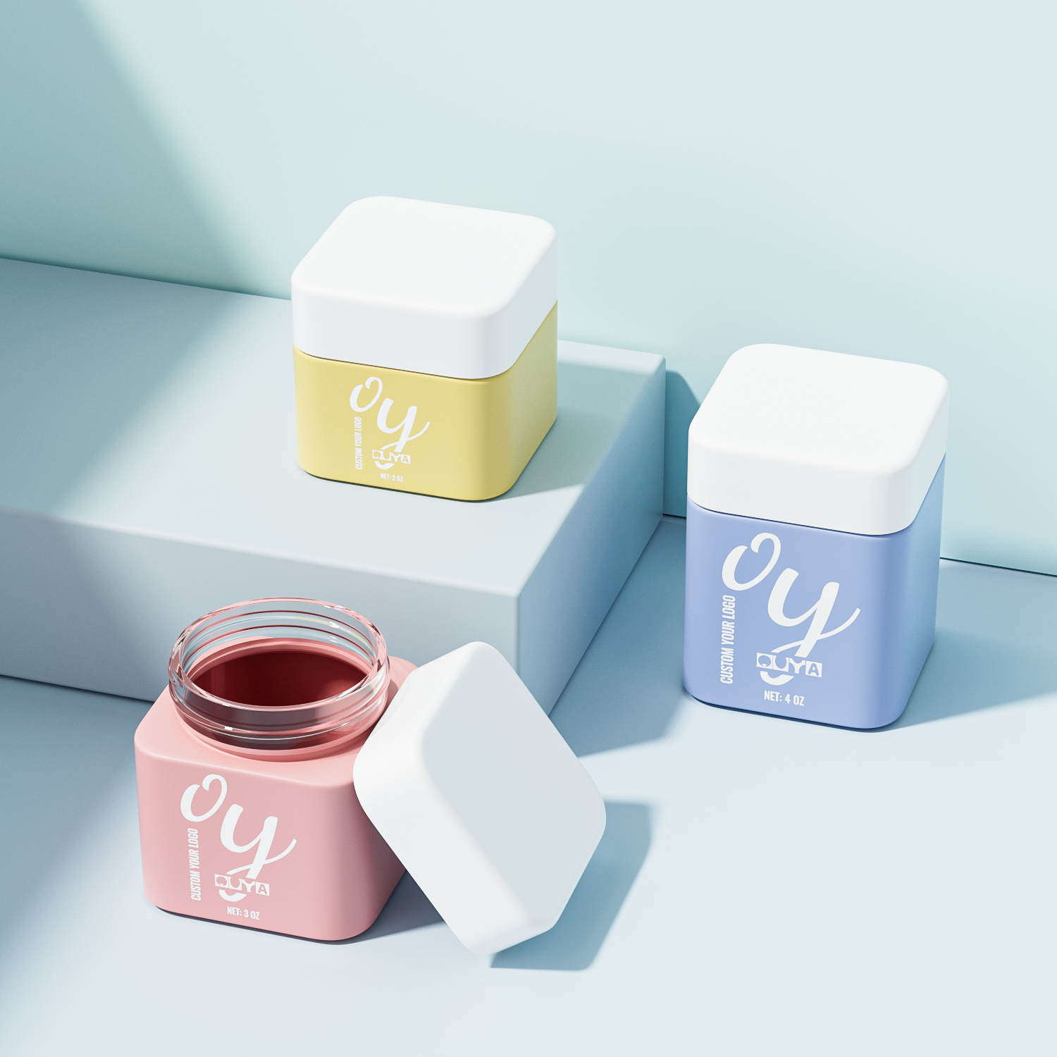 Custom Colored 2oz 3oz 4oz Stash Jar Flower Buds Airtight Jar Wholesale 1g 3.5g 7g Dry Flower Child Resistant Square Glass Jar