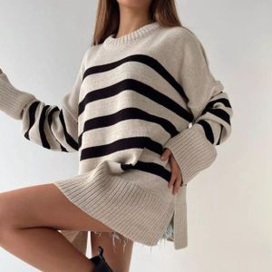 Kiteng USA 2024 High Quality Turtleneck Women's Sweaters Striped loose crew neck women's top Custom Order Small MOQ