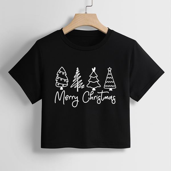 Wholesale American sexy fashion Christmas series print letter graphic crop top loose crop tops for women Y2K Casual crop top
