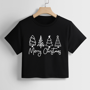 Wholesale American sexy fashion Christmas series print letter graphic crop top loose crop tops for women Y2K Casual crop top