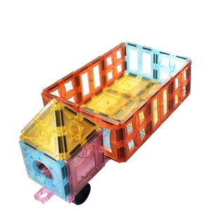 Poddypony Magnetic Tiles for Kids Large Size Magnetic Blocks Building Educational Magnet Toy with Cars for Toddler Boys Girls