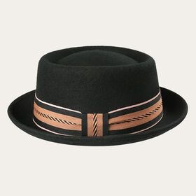 fashion high quality men brim suede 100% wool fedora hat flat pork pie hats