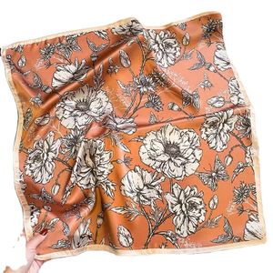 Ready for ship 60 designs 70cm*70cm Silk Scarf Headband Digital Printed Pure Silk Satin Hand Hemming scarves for women