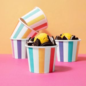 Biodegradable custom Disposable ice cream cups 2.5oz 4oz 5oz 6oz 8oz 10oz wholesale ice cream paper cup with lids and spoon