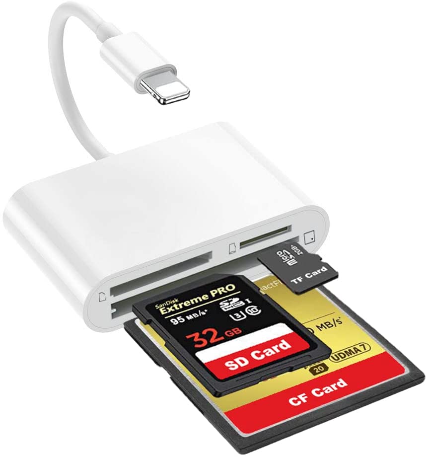 3 in 1 SD CF TF Card Reader for IPhone 8pin to SD/TF/CF Adapter Trail Game Camera Viewer for ipad