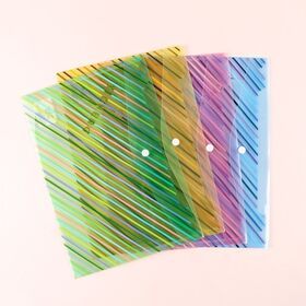 A4 Size Office Supplies Document Envelope Bag With Snaps Buttons Plastic PP Wallet File Folder