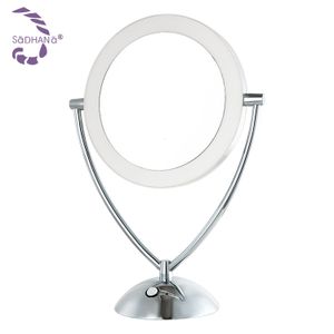 Customized Luxury Round 5x 7x 10x Magnifying Mirror 2-Sided Vanity Mirror Beauty With Led