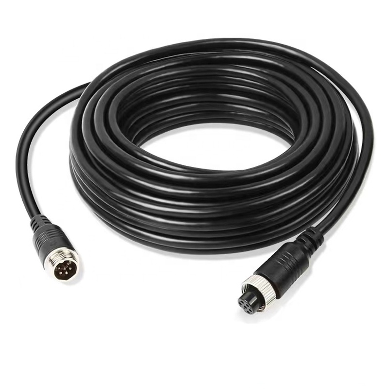 Shenzhen Longtaida Electronics Co., Ltd. 5m 6-Pin M12 Aviation Connector Plug Car MDVR IPC Extension Cable Line / Vehicle Backup Camera Monitoring Wire Male to Female