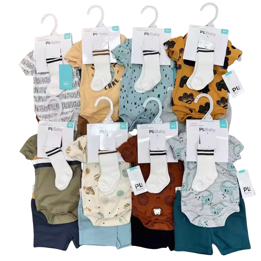 Foshan Chancheng District Liye Zhenpin Clothing Firm (individual Business) Baby summer new design pure cotton short sleeve set comfortable cartoon baby short sleeve 2-piece wholesale