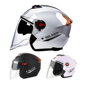 OEM logo color Motorcycle 3/4 open Half Face Helmets two visors reflector food delivery rider scooter motorbike helmet