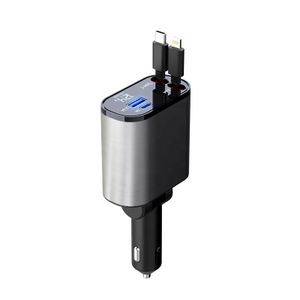New Product Car Charger 4 in 1 Station Dock Support 120W USB Type C Fast Charging  With LCD Screen For Phone