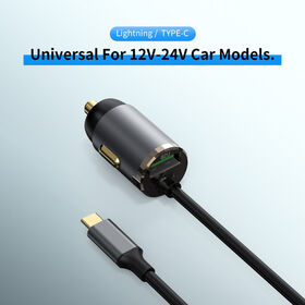 USB car charger comes with 1.2m charging cable (Lighting / Type-C) 2 ports