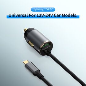 USB car charger comes with 1.2m charging cable (Lighting / Type-C) 2 ports