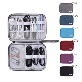 Custom Nylon Waterproof Solid Cable Charging Tablet Electronic Accessories Storage Organizer  Bag Travel