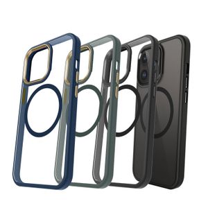 Custom Phone Cover Transparent PC Alloy Ring button Case For iPhone 16 Pro Max Shockproof Magnet Mobile Case For iPhone 1415 Pro
