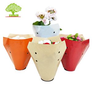 Paper Sleeve V Shape Bamboo Flower Packaging Plant Flower Pot Sleeve 8 Colors