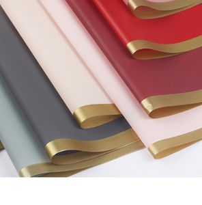 Luxury Gold Edge Waterproof Plastic Bouquet Paper Gift Flower Wrapping Paper Roll Florist Supplies For Packaging