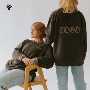 F240468 Custom Letter Embroidered Crew Neck Oversized Drop Shoulder Pullover Women Graphic Sweatshirt Women's Clothing 2024