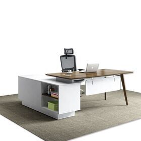 Real solid wood study reading table portable laptop office desk and chair set with book shelf