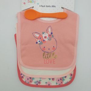 2024 wholesale baby bib with silicone spoon set feeding use protect cloth avoid wet cotton polyester front interlock terry back
