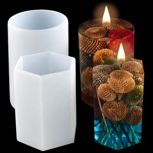 Candle Making Silicone Mold DIY Candle Tools Cylinder Hexagon Cube Candlestick Candle Soap Mould Craft Wedding Decoration
