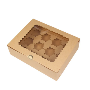 Custom Cardboard Take Away Cupcake Packaging Paper Box Folding Cake Box With Clear Window
