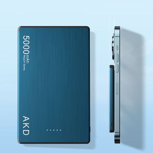 Custom Logo New Mini Ultra Slim Alloy Fast Charger 5000Mah Power Banks Portable Magnetic Wireless Power Bank For Iphone