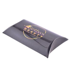 Customer logo customized hair extensions pillow box white cardboard packaging box