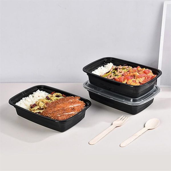 28/32oz Disposable rectangle Food Grade PP Takeaway lunch box plastic food container with lid