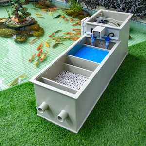 QLOZONE aquaculture combi uv light drum filter household fish pond filtration equipment koi filter outdoor pond filter system